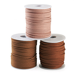 3 Rolls 3 Styles Faux Suede Cord, Faux Suede Lace, Mixed Color, 2~2.5mm, 1 roll/style(LW-TA0001-06)
