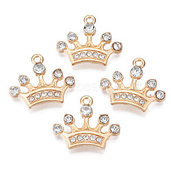 Alloy Enamel Pendants, with Rhinestone, Cadmium Free & Nickel Free & Lead Free, Light Gold, Crown, Crystal, 17x20.5x4mm, Hole: 1.6mm(ENAM-N054-86)