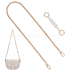 WADORN Bag Handle & Shouder Strap Sets, Including Plastic Imitation Pearl Bead Chains Bag Strap Extender and Alloy Curb Chains Shoudler Strap, Golden, 13.5cm & 69.2cm, 2pcs/set, 1set/box(FIND-WR0007-19)