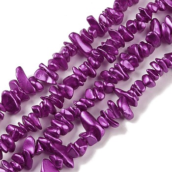 Electroplate Glass Beads Strands, Chip, Purple, 2.5~6.5x3~10x4~12.5mm, Hole: 1mm, 33.86''(86cm)