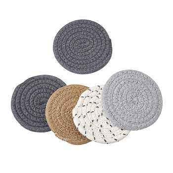 Mega Pet 12Pcs 2 Style Cotton Thread Weave Hot Pot Holders, Flat Round, Mixed Color, 12pcs/bag