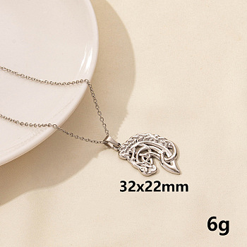 304 Stainless Steel Horse Pendant Necklace, Cable Chain Necklaces