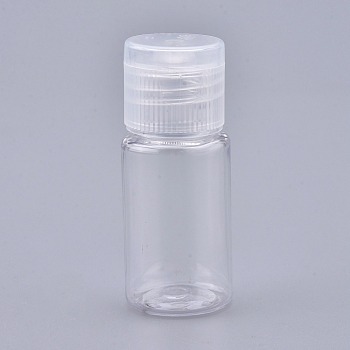 PET Plastic Empty Flip Cap Bottles, with White PP Plastic Lids, for Travel Liquid Cosmetic Sample Storage, White, 2.3x5.65cm, Capacity: 10ml(0.34 fl. oz).