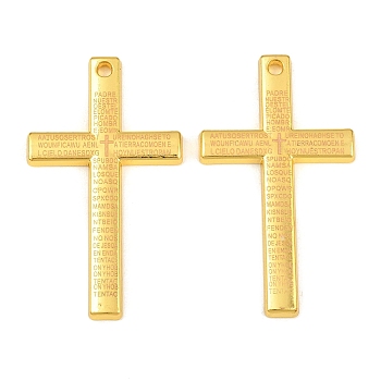 Alloy Pendants, Cross with Word Charms, Golden, 49.5x28.5x3mm, Hole: 2.5mm