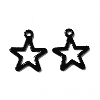 Spray Painted 201 Stainless Steel Charms, Star Charm, Black, 15x13x0.5mm, Hole: 1.2mm