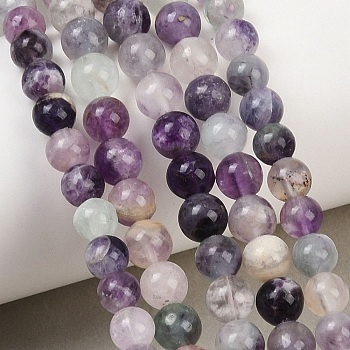 Natural Fluorite Beads Strands, Round, Grade AB, 6mm, Hole: 1mm, about 62~65pcs/strand, 14.96''(38cm)