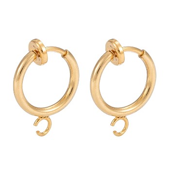 Brass Clip-on Hoop Earring Findings, for Non-pierced Ears, Lead Free & Cadmium Free, Real 18K Gold Plated, 15.5x11x1.5~4.5mm, Hole: 1.5mm