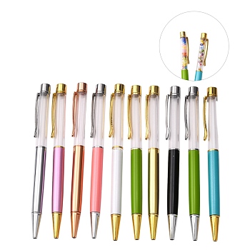 Creative Empty Tube Ballpoint Pens, with Black Ink Pen Refill Inside, for DIY Glitter Epoxy Resin Crystal Ballpoint Pen Herbarium Pen Making, Mixed Color, 140x10mm