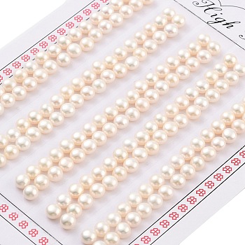 Grade 6A Natural Cultured Freshwater Pearl Beads, Half Drilled, Half Round Beads, White, 4.5~5x3.5mm, Hole: 1mm