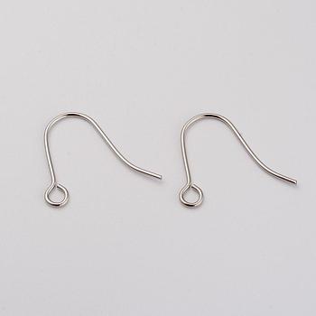 316L Surgical Stainless Steel Earring Hooks, Ear Wire, with Horizontal Loop, Stainless Steel Color, 19x15mm, Hole: 2mm, 21 Gauge, Pin: 0.7mm