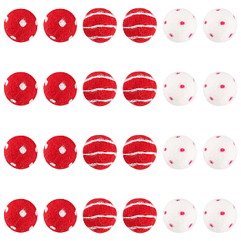 24Pcs 3 Style Craft Pom Pom for DIY Doll Keychain Hair Accessories, Wool Felt Pom Pom Balls, Round, Mixed Patterns, 28mm, 8pcs/style