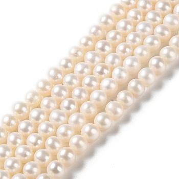 Natural Pearl Beads Strands, Round, Grade 5A, WhiteSmoke, 5.5~6x5.5~6mm, Hole: 0.7mm, about 72pcs/strand, 15.63 inch(39.7cm)