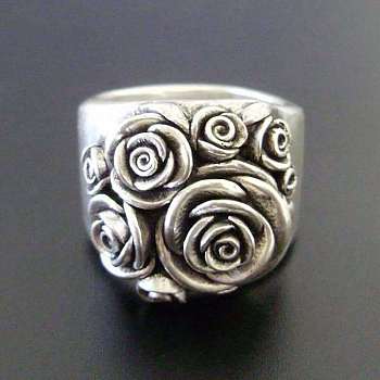 Rose Alloy Finger Rings, Antique Silver, US Size 7(17.3mm)