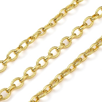 Brass Cable Chains, wiht Spool, Long-Lasting Plated, Soldered, Lead Free & Cadmium Free, Real 18K Gold Plated, Links: 10.5x8.5x2mm and 9x6x2.5mm