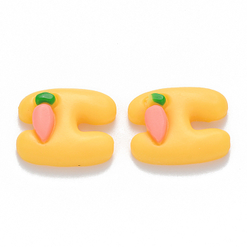 Resin Cabochons, Letter H with Carrot, Gold, 20x17x6mm