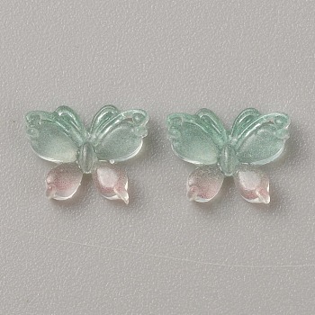 Luminous Resin Cabochons, Glow in the Dark, Nail Art Decoration Accessories, Butterfly, Medium Aquamarine, 8x10x3mm