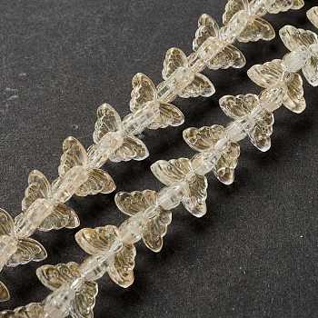 Transparent Glass Beads Strand, Butterfly, Light Yellow, 8x15x4.5mm, Hole: 1mm, about 60pcs/strand, 13.78~14.17 inch(35cm~36cm)