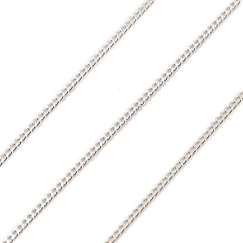 925 Sterling Silver Curb Chains, Soldered, without Spool/Card Paper, Silver, 1x1x0.5mm