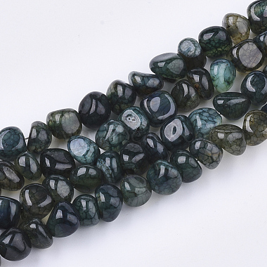 7mm DarkSlateGray Chip Dragon Veins Agate Beads