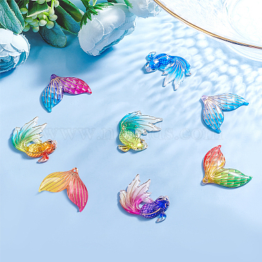 48Pcs 2 Style Transparent UV Printed Acrylic Pendants(TACR-SC0001-08)-4