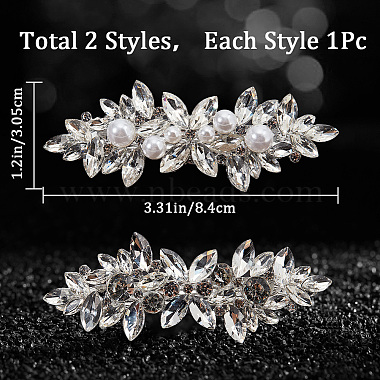 Gorgecraft 2Stk. 2 Haarspangen im Blumen-Kristall-Strass-Stil(OHAR-GF0001-25)-2