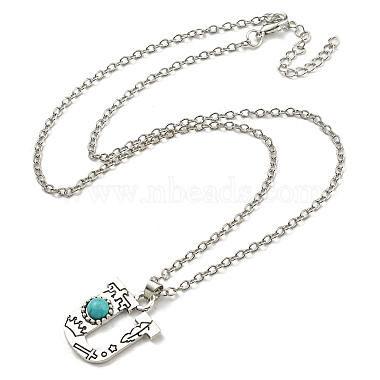 Lettre a ~ z en alliage plaqué argent antique avec colliers à pendentif turquoise synthétique(NJEW-G080-01U)-3