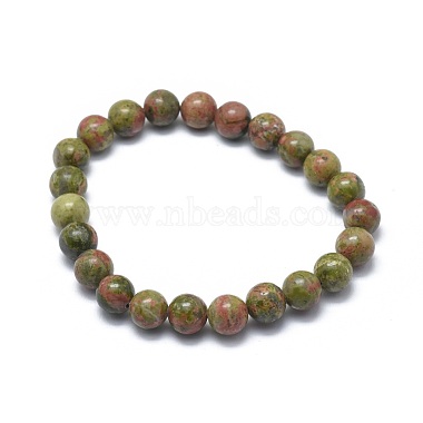 Bracelets extensibles de perles naturelles unakite(BJEW-K212-C-006)-2