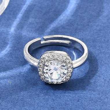 Brass Micro Pave Clear Cubic Zirconia Cuff Open Rings(CU-CBA5C10-12P)-1