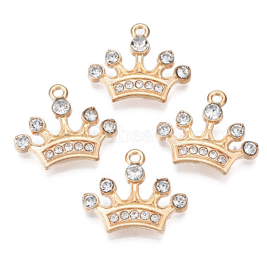 Light Gold Crown Alloy+Rhinestone Pendants