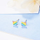 Rainbow Color Pride Flag Enamel Cat Stud Earrings(RABO-PW0001-022P)-3