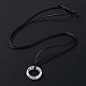 Ожерелье-подвеска с кольцом из натурального кварца и вощеными шнурами(NJEW-R262-01B-05)-3