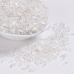 MIYUKI Quarter TILA Beads, Japanese Seed Beads, 2-Hole, (QTL250) Crystal AB, 5x1.2x1.9mm, Hole: 0.7mm, about 24000pcs/500g(SEED-MY05-QTL250)