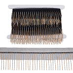 5 Yards Polyester Fringe Lace Trim, Golden Tone Brass Beaded Tassel Ribbons, Black, 2-3/4~3 inch(70~75mm)(DIY-FG0006-98A)