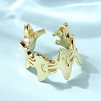 Brass Cuff Rings for Women, Real 18K Gold Plated, Manta Ray, 13mm(RJEW-H262-06C-G)