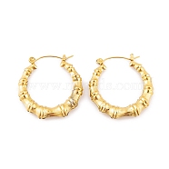 Ion Plating(IP) Bamboo Joint 304 Stainless Steel Hoop Earrings for Women, Real 18K Gold Plated, 32.5x4.6mm(EJEW-G388-01G)