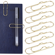 Metal Pen Clips for Notebook, Long Paper Clip Pen Holders, Oval, Light Gold, 71x18x7.5mm, 12pcs/box(AJEW-CP0005-64A)