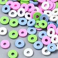 Handmade Polymer Clay Beads, Heishi Beads, for DIY Jewelry Crafts Supplies, Disc/Flat Round, Light Steel Blue, 6x1mm, Hole: 2mm, about 26000pcs/1000g(CLAY-T019-02B-48)