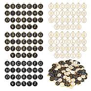 Golden Plated Alloy Enamel Charms, Enamelled Sequins, Flat Round with Alphabet, Letter A~Z, Golden, 14x12x2mm, Hole: 1.5mm, 26pcs/set, 5sets/box(ENAM-SZ0001-01)