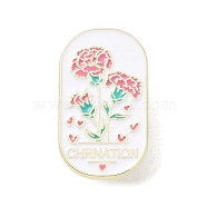 Flower Alloy Enamel Pin Brooches, for Backpack Clothes, White, 30x17x1.4mm(JEWB-C029-06A-G)