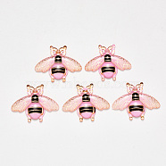 Transparent Acrylic Pendants, with Plated Bottom, Bees, Pearl Pink, 26.5x32.5x4mm, Hole: 1mm(X-TACR-R140-07C)