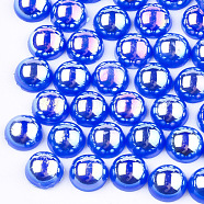 ABS Plastic Imitation Pearl Cabochons, AB Color Plated, Half Round, Blue, 6x3mm, 5000pcs/bag(OACR-S025-6mm-01)