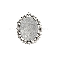 Tibetan Style Antique Silver Alloy Flat Oval Pendant Cabochon Settings, Cadmium Free & Lead Free, Tray: 40x30mm, 55x40x2mm, Hole: 2mm, about 116pcs/1000g(TIBEP-M022-40AS)