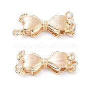 Rack Plating Brass Box Clasps, 2-strand, 4-hole, Long-Lasting Plated, Bowknot, Real 18K Gold Plated, 7.5~8x24x4mm, Hole: 2.3mm(KK-A183-69G)