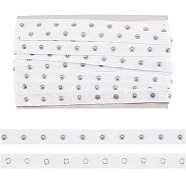 Clasps and Eye Cotton Tape Trim, with Brass Findings, for DIY Clothing Accessories Embellishment Decorations, White, 20x3.5mm, about 6yards/Card(DIY-WH0304-236B)
