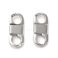 Rack Plating Brass Fold Over Clasps, 8 Shaped, Real Platinum Plated, 16x7x3mm, Hole: 4mm(KK-Q807-04P)