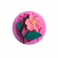 Food Grade Silicone Molds, Fondant Molds, For DIY Cake Decoration, Chocolate, Candy, UV Resin & Epoxy Resin Jewelry Making, Peach Blossom Branch, Deep Pink, 54x7mm(DIY-L019-035A)