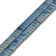 Electroplated Frosted Non-magnetic Synthetic Hematite Beads Strands, Rectangle, 2-Hole, Green Plated, 5x2x2mm, Hole: 0.8mm, about 193pcs/strand, 8.27 inch(21cm)(G-G089-A01-12)