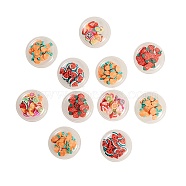 40Pcs 4 Colors PVC Plastic with Polymer Clay Cabochons, DIY for Bobby pin Accessories, Flat Round with Fruit, Mixed Color, 26.5x3.5mm, 10Pcs/Color(KY-CJ0001-43)