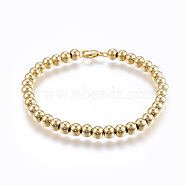 304 Stainless Steel Beaded Bracelets, with Lobster Clasp, Golden, 7-5/8 inch(195mm)x6mm(X-BJEW-G544-31G)