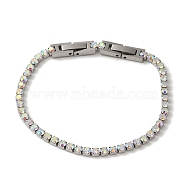 304 Stainless Steel Rhinestone Cup Chain Bracelets, Crystal AB, 7-5/8x1/8 inch(19.3x0.3cm)(BJEW-S002-01F)